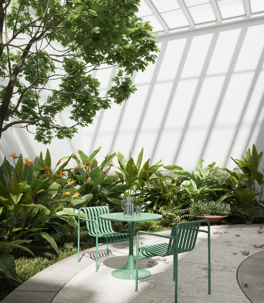 Architectural visualization patio surrounded by greenery in Ontario