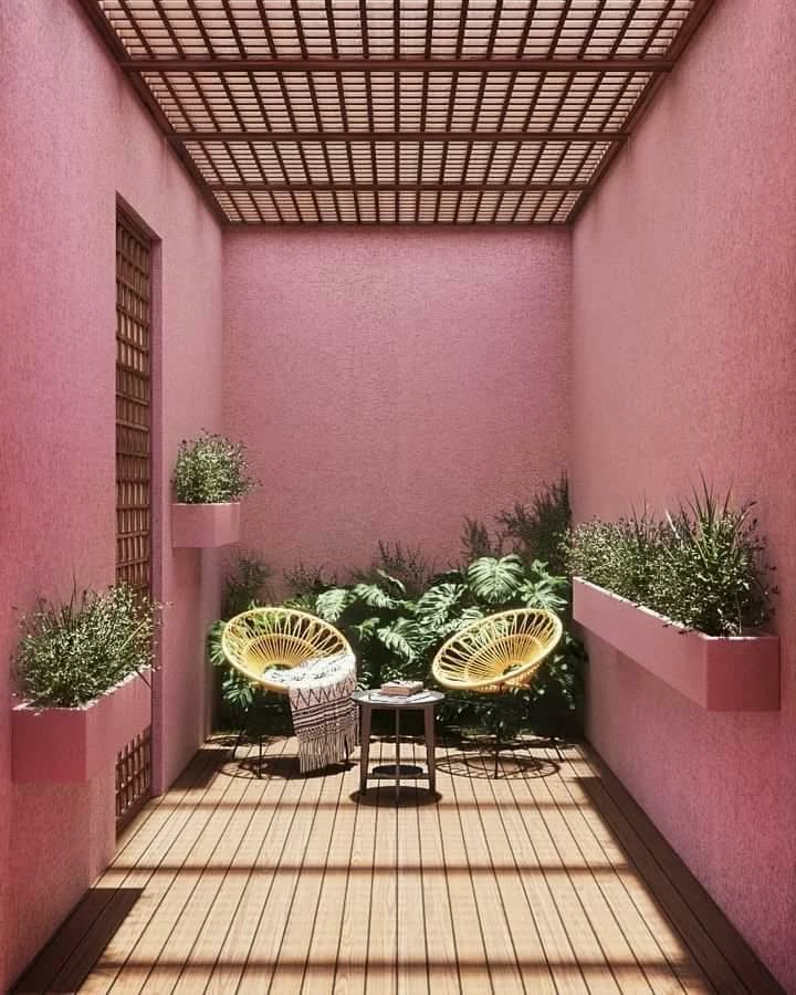 Interior visualization of modern minimalist patio in Ecuador